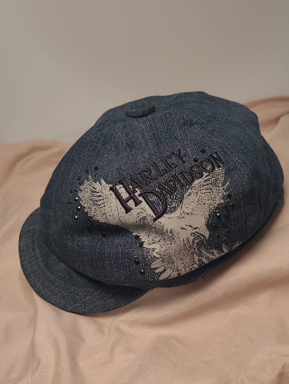Harley-Davidson Blue Denim Cap with Eagle Print